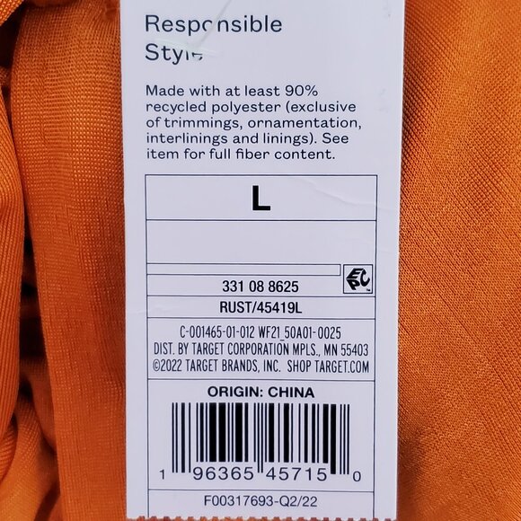 Wild Fable Orange Button Up Short Sleeve Stretchy Drape Detail Dress NEW Size L - Picture 11 of 13